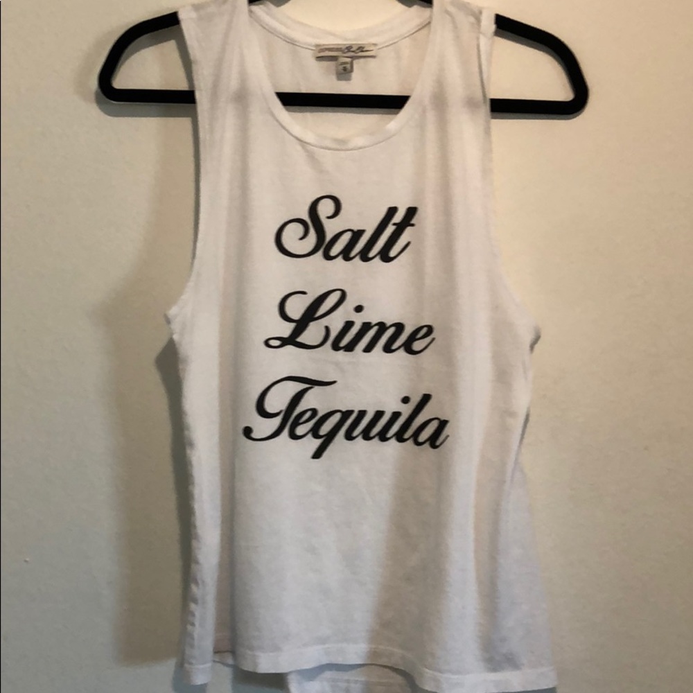White racer back “salt lime tequila” tank
